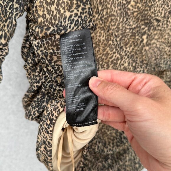 Anthropologie Womens Off-the-Shoulder Shirred Mesh Top Size XL Leopard Print NEW - Picture 7 of 12